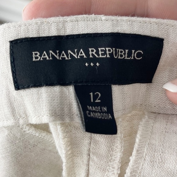 Banana Republic Factory 10’ Chino Linen Blend Dressy Career Khaki Short Size 12 - Picture 3 of 7